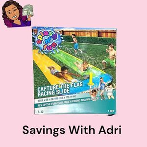 Capture the Flag Racing Water Slip and Slide Kids Outdoor Summer Yard Fun Game